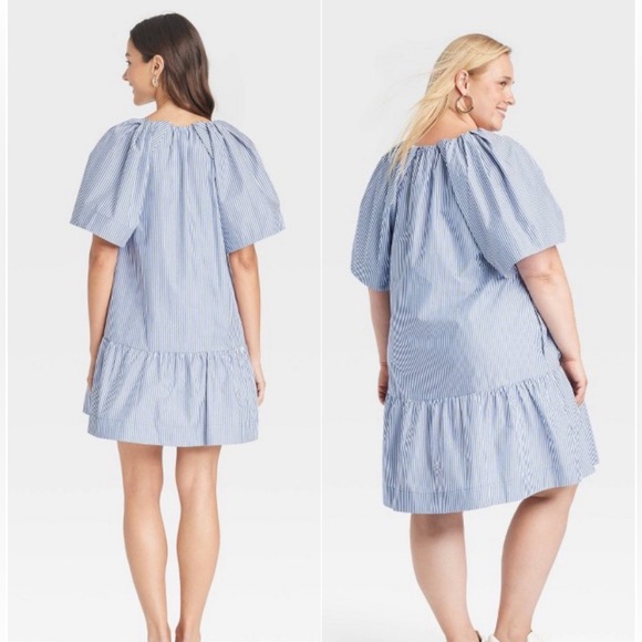 Flutter Short Sleeve Mini Poplin Dress, NWT - Picture 3 of 4